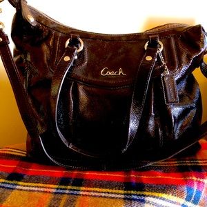 Coach brown patten leather purse